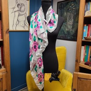 Diane Von Furstenberg 100% Silk Flower Print Scarf